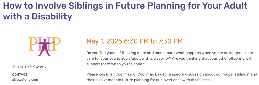 How to Involve Siblings in Future Planning for Your Adult with a Disability (Virtual)