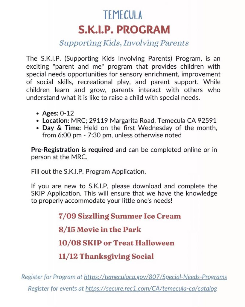 S.K.I.P. Program: Thanksgiving Social (Temecula)
