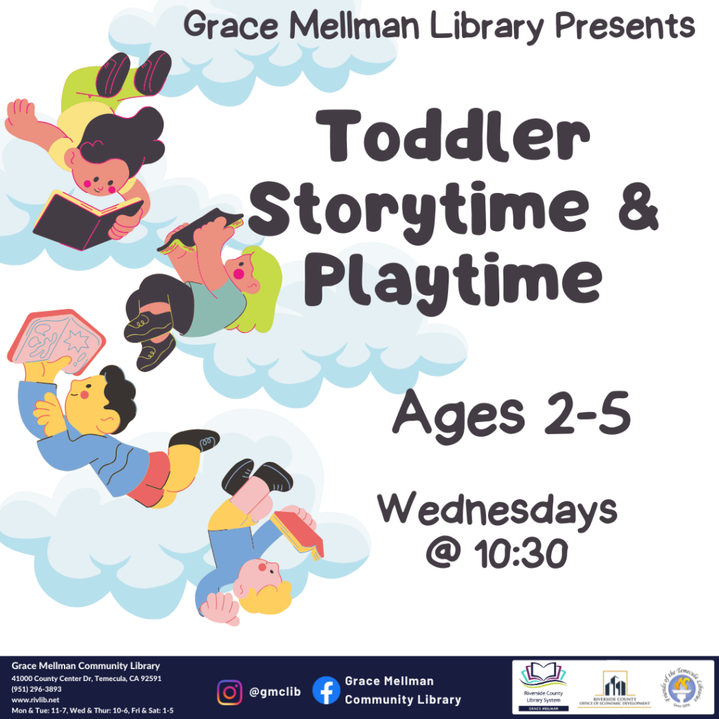 Toddler Storytime & Playtime Grace Mellman Library (Temecula)
