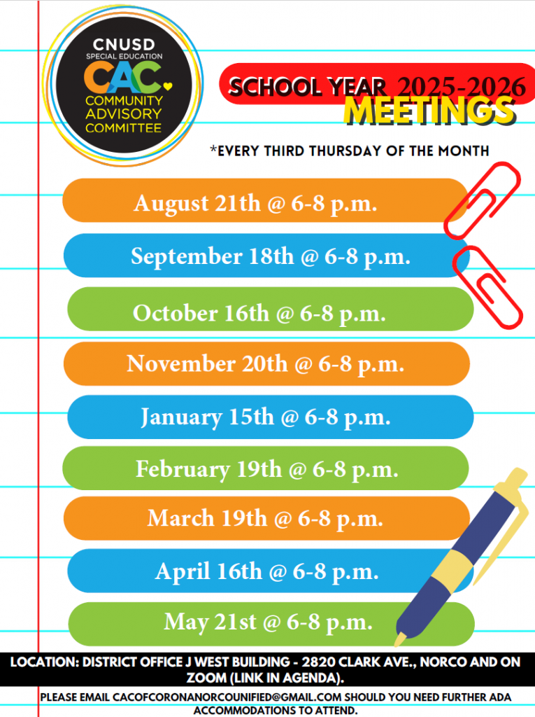 CNUSD Special Education CAC Meeting (Norco/Virtual)