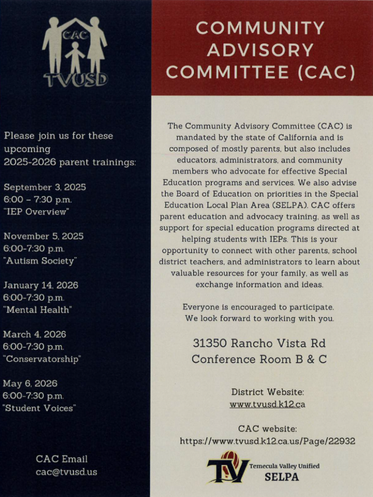 Temecula Valley SELPA CAC Meeting (Temecula)